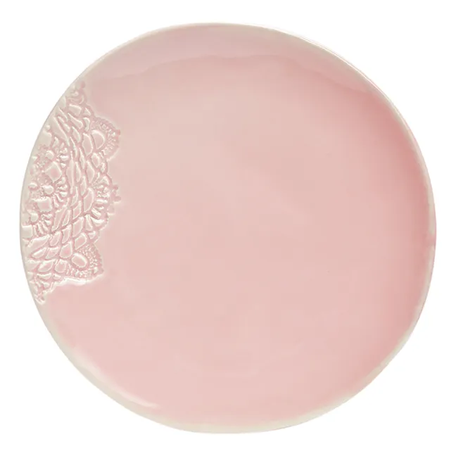 Assiettes Blanca dentelle Crochet - Set de 2 | Rose pâle