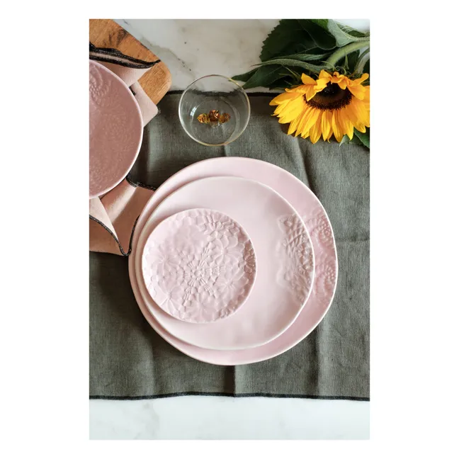 Assiettes Blanca dentelle Crochet - Set de 2 | Rose pâle