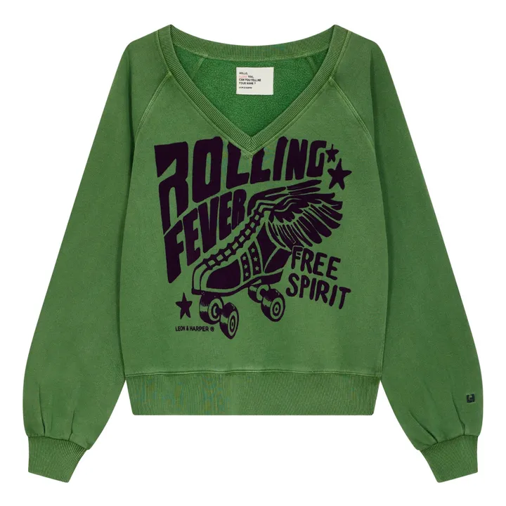 Shiva Rolling Organic Cotton Sweatshirt | Green- Product image n°0