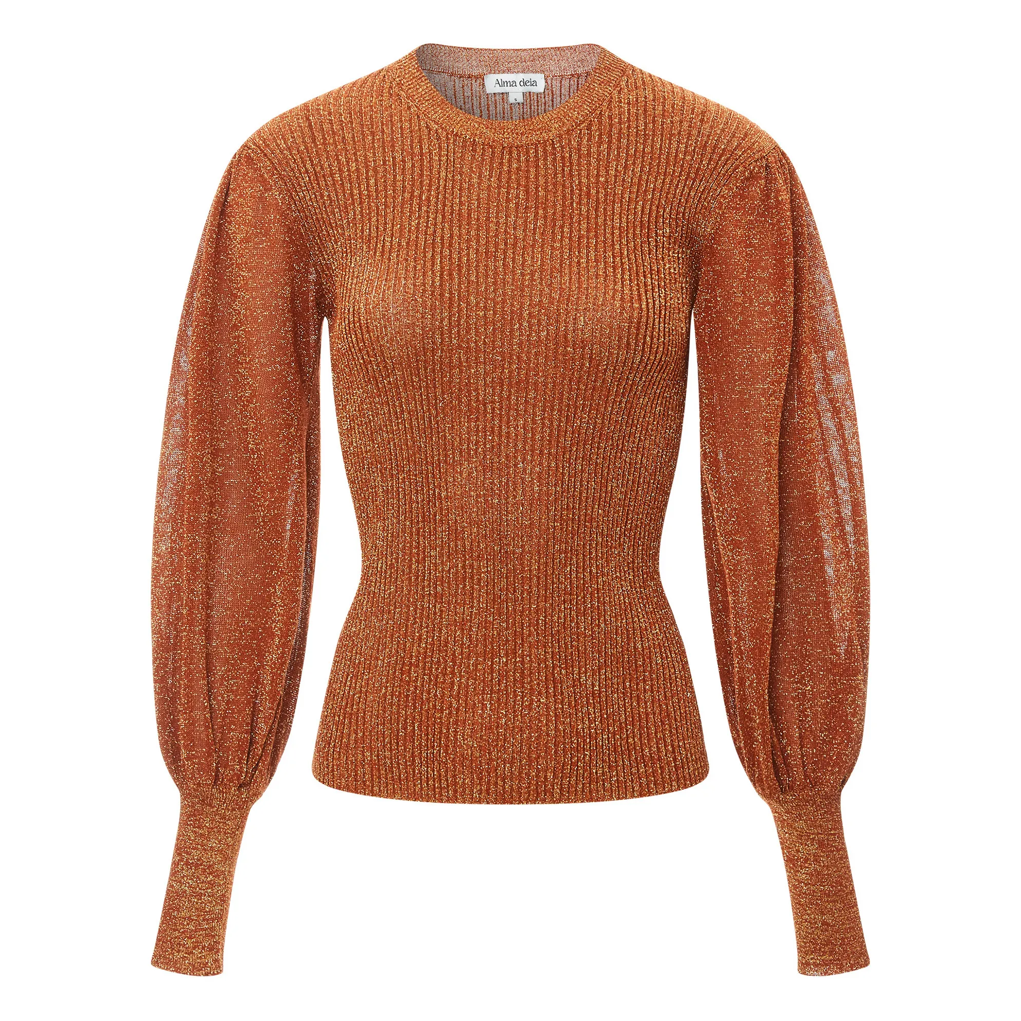 Alma Deia Terre De Soleil Lurex Puff Sleeve Jumper