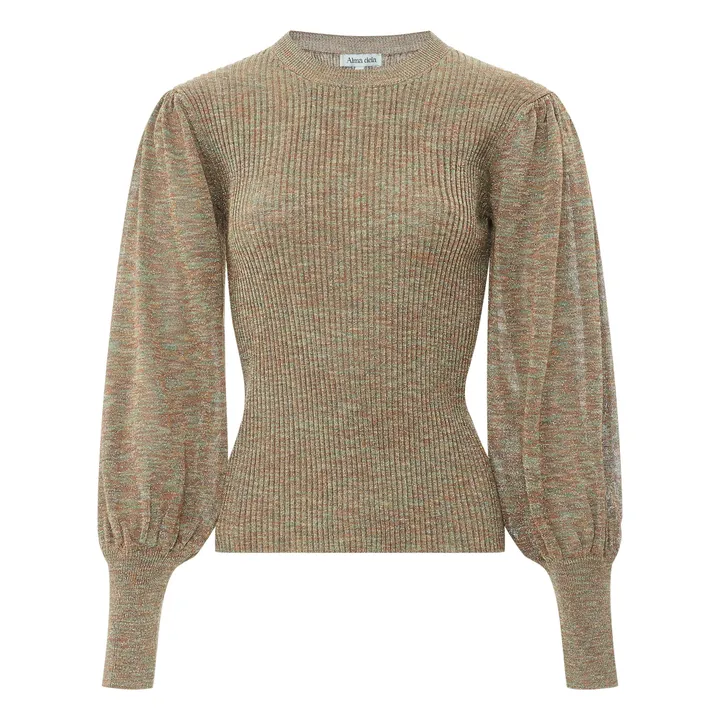Jersey de lúrex con mangas abullonadas | Avellana- Imagen del producto n°0