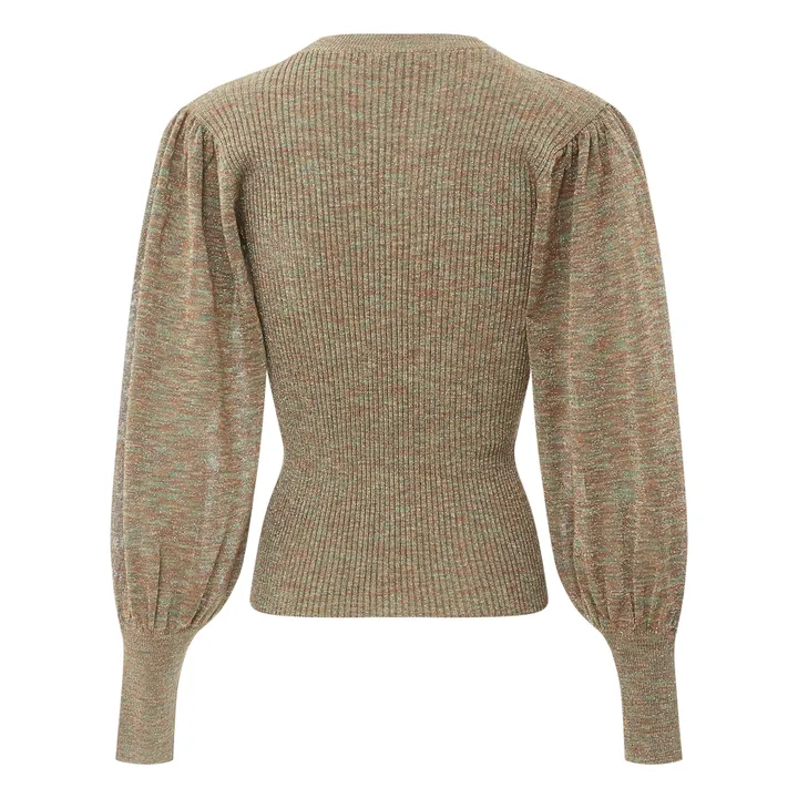 Jersey de lúrex con mangas abullonadas | Avellana- Imagen del producto n°1