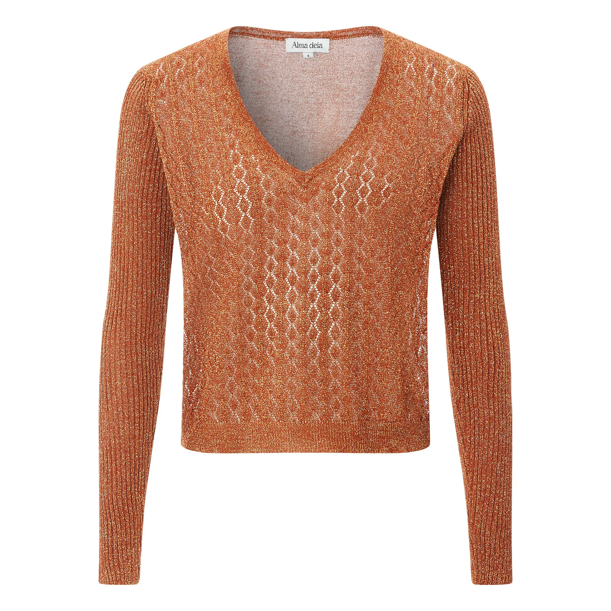 Alma Deia Terre De Soleil Lurex V-Neck Jumper