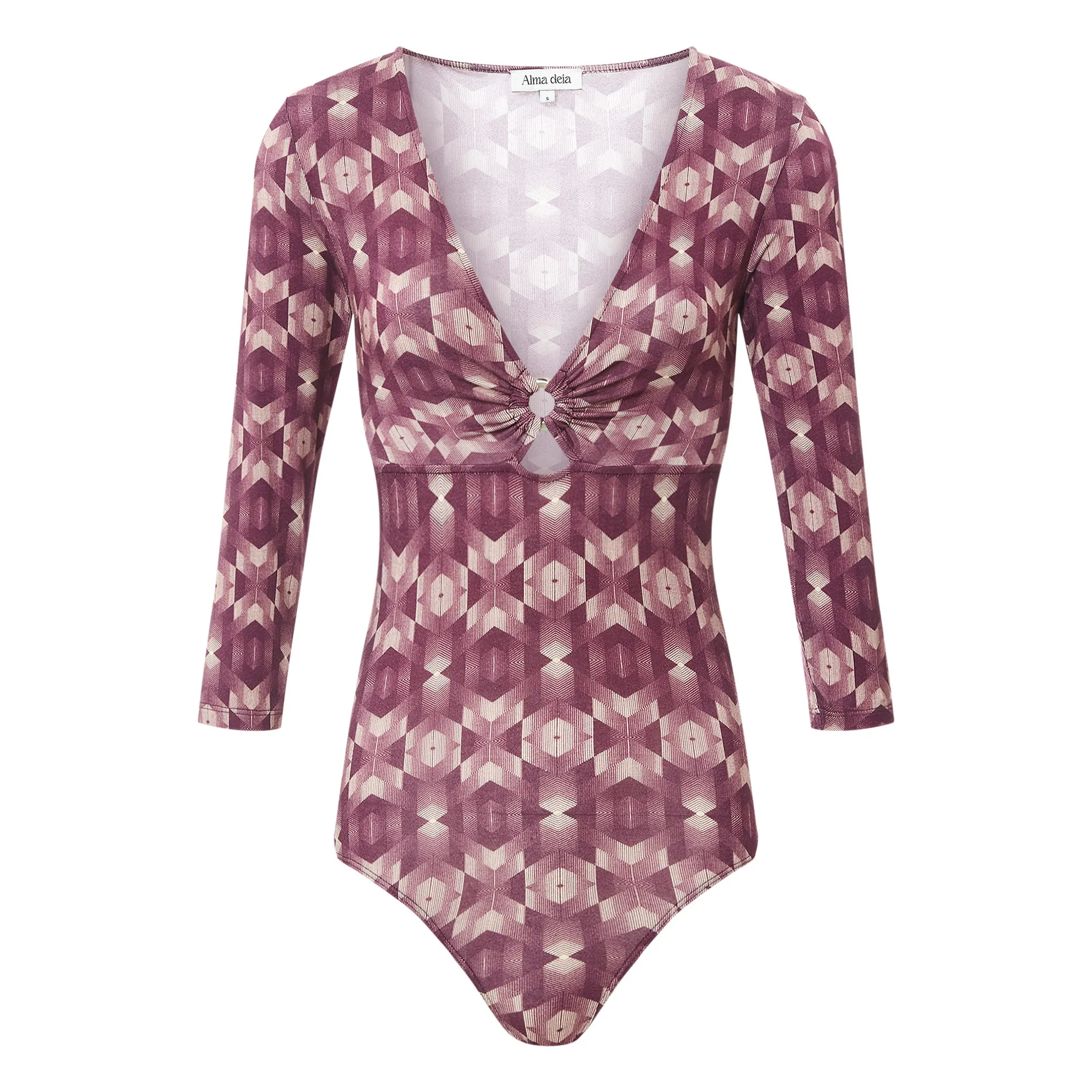 Alma Deia Dark Purple Ring Printed Jersey Bodysuit