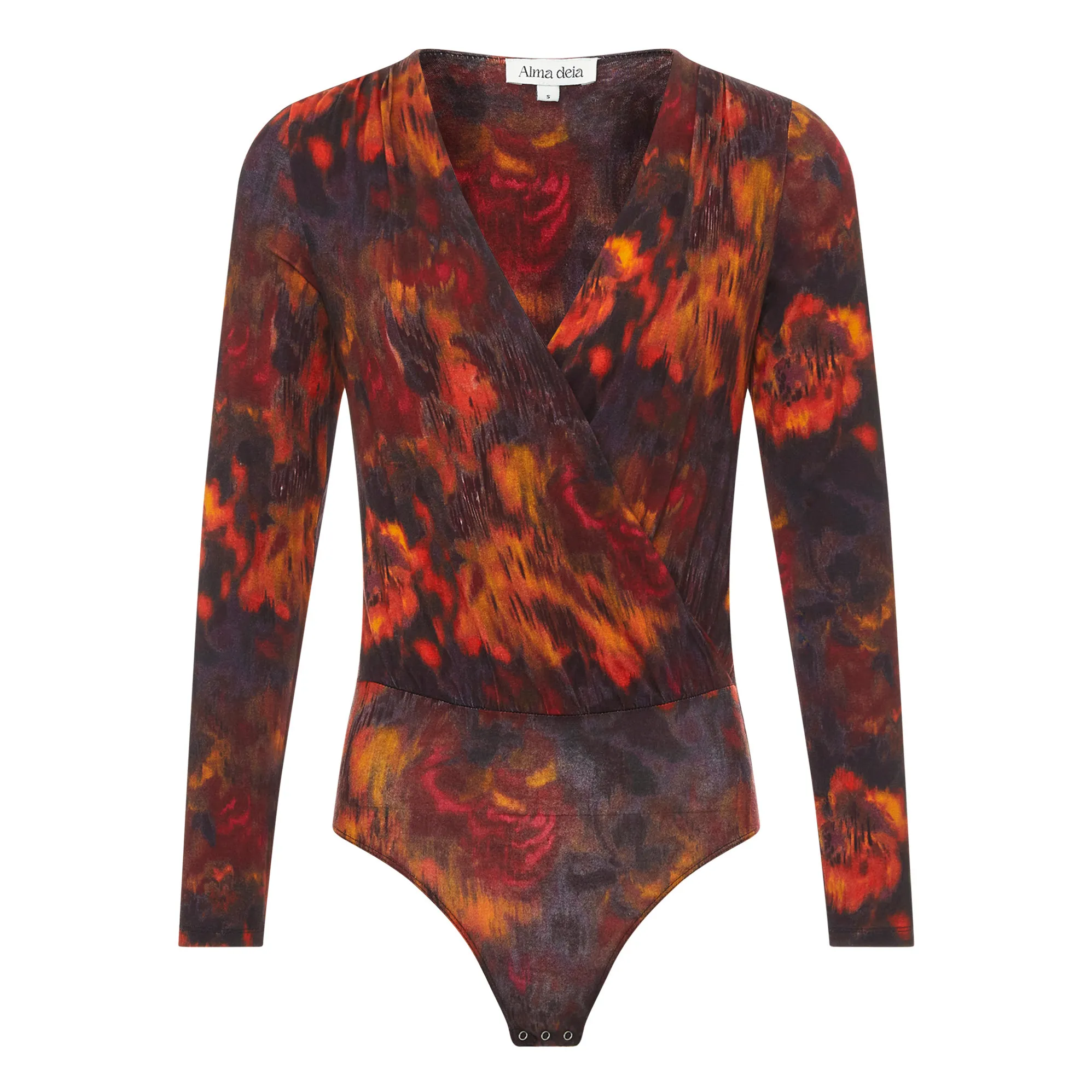 Alma Deia Burgundy Printed Jersey Bodysuit