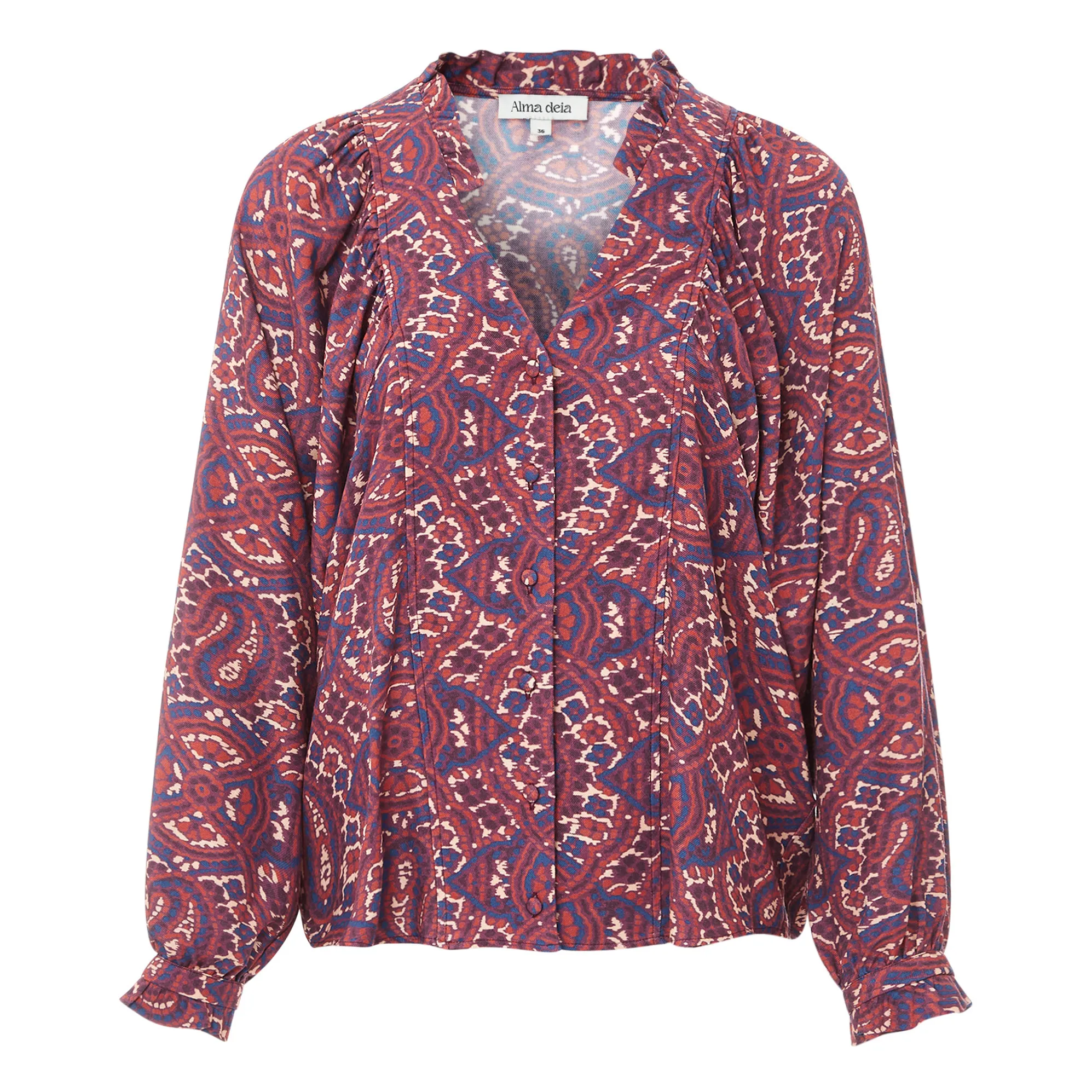 Alma Deia Terracotta Printed Frill Shirt