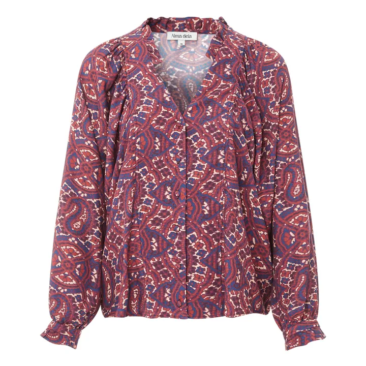 Printed Frill Shirt | Terracotta- Product image n°0