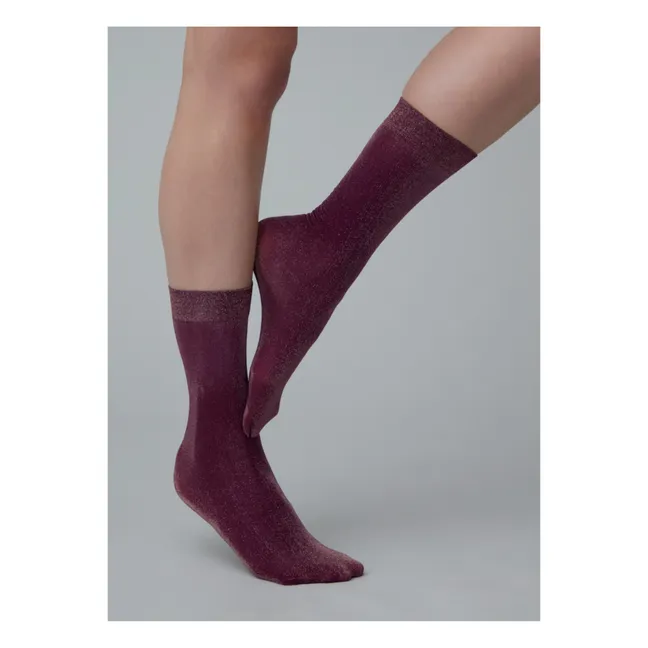 Ines Sparkle Socks | Burgundy