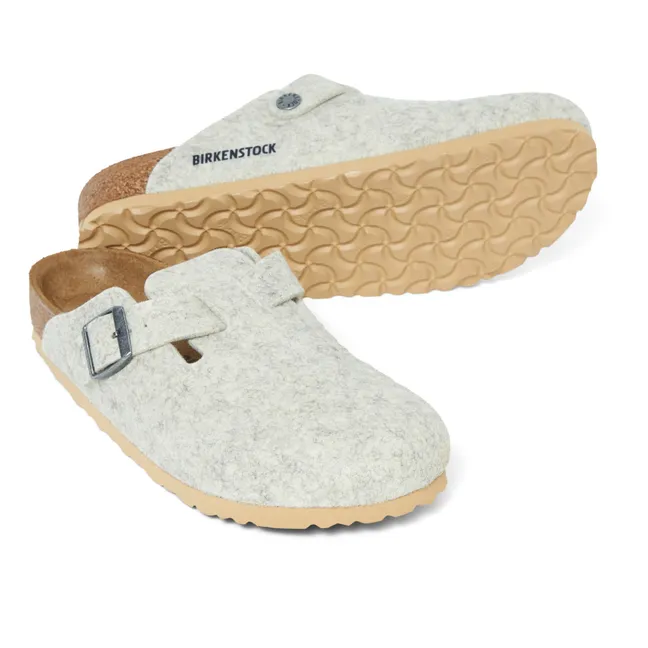 Zapatillas de casa estrechas Boston de lana | Blanco Roto