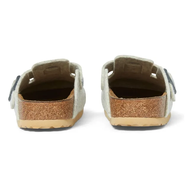 Zapatillas de casa estrechas Boston de lana | Blanco Roto