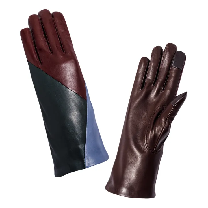 Geometric Lambskin Leather Silk-Lined Gloves | Burgundy- Product image n°1