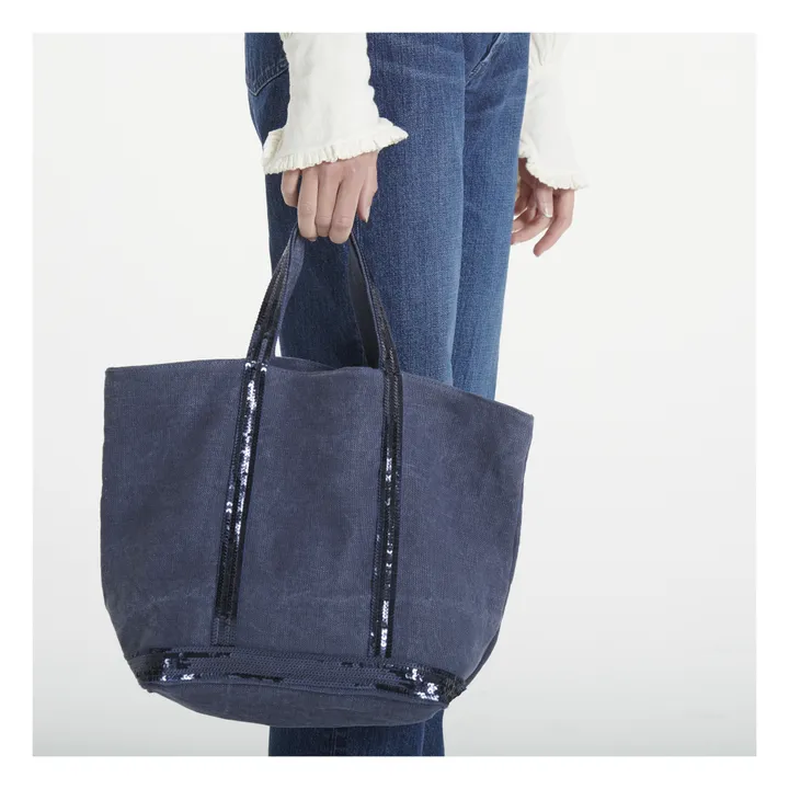 Linen Sequin Tote Bag - Medium  | Denim- Product image n°2
