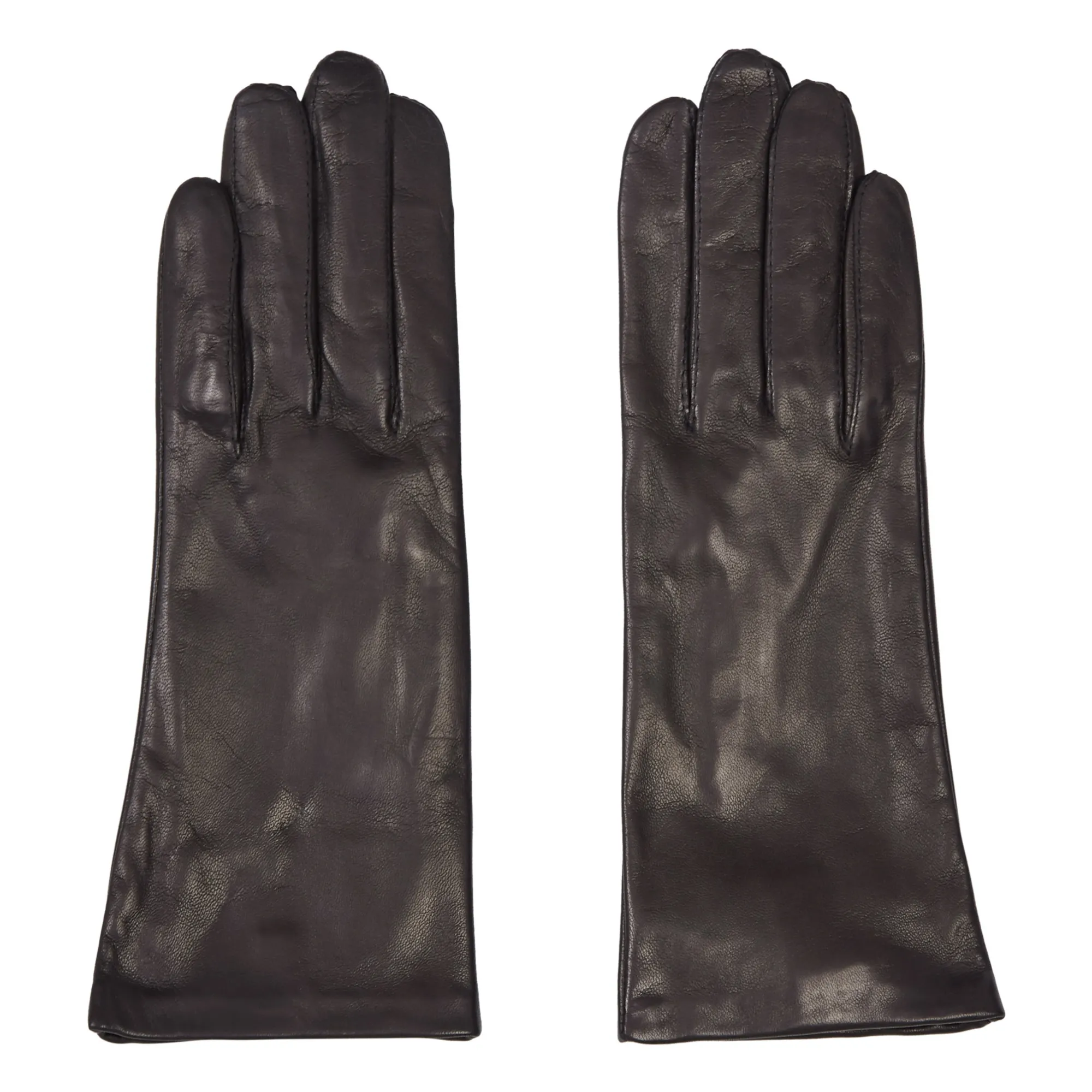 Maison Fabre Black St. Honore Lambskin Leather Silk-Lined Gloves