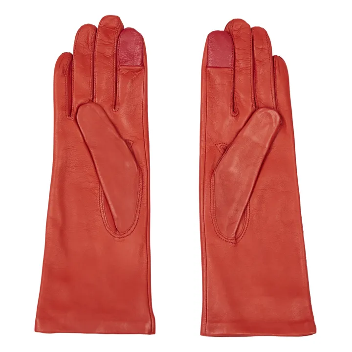 St. Honore Lambskin Leather Silk-Lined Gloves | Orange- Product image n°3