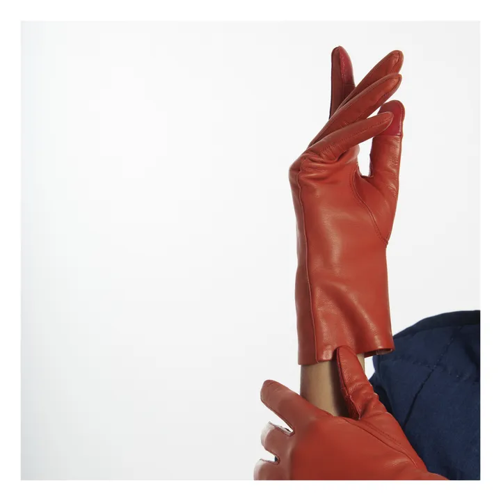 St. Honore Lambskin Leather Silk-Lined Gloves | Orange- Product image n°2