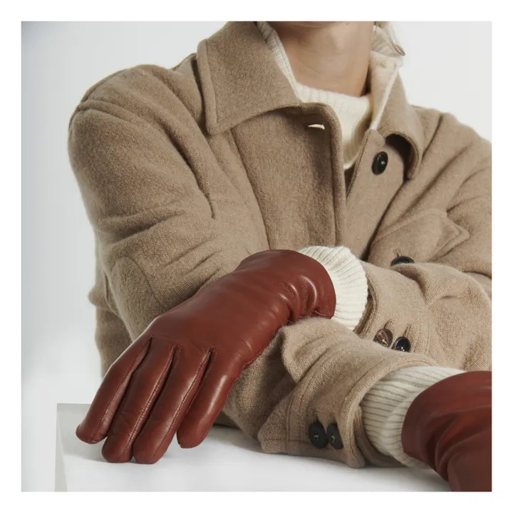 Victoire Lambskin Leather Cashmere-Lined Gloves | Cognac- Product image n°1
