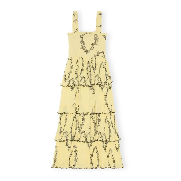 Georgette Pleated Recycled Polyester Dress | Yellow- Product image n°0