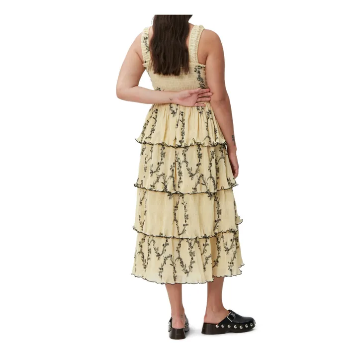 Georgette Pleated Recycled Polyester Dress | Yellow- Product image n°4