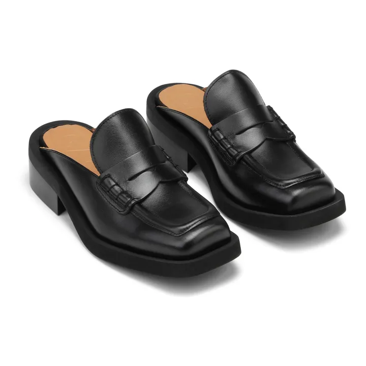 Open Leather Loafers | Black- Product image n°3