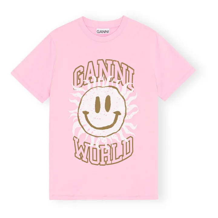 T-shirt Smiley Basic Coton Bio | Rose- Image produit n°0
