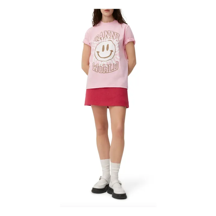 T-shirt Smiley Basic Coton Bio | Rose- Image produit n°1
