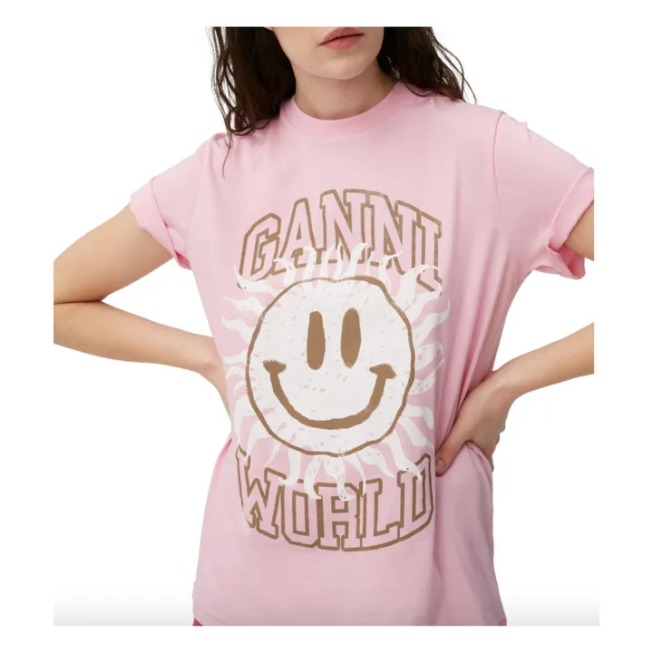 T-shirt Smiley Basic Coton Bio | Rose- Image produit n°2