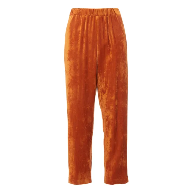 Pantalon Velours Fluide | Orange