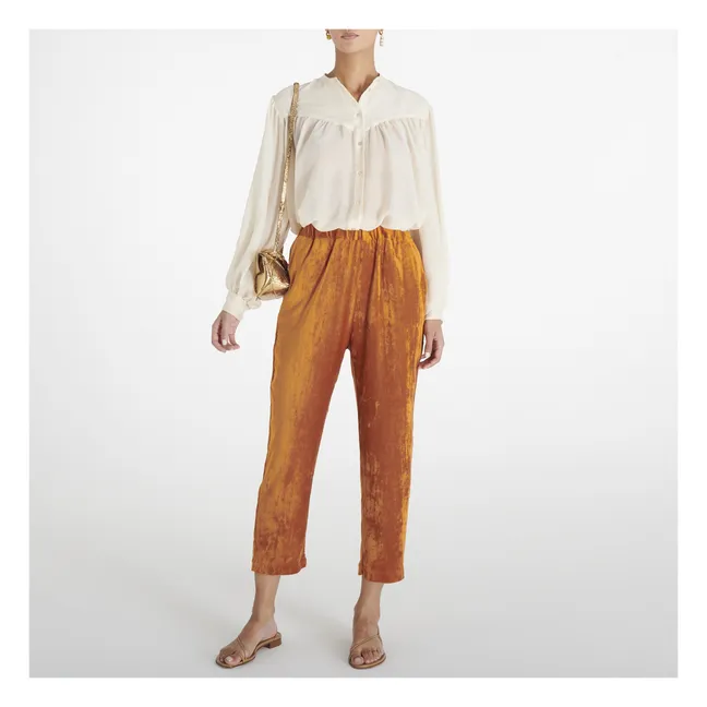 Pantaloni in velluto fluido | Arancione