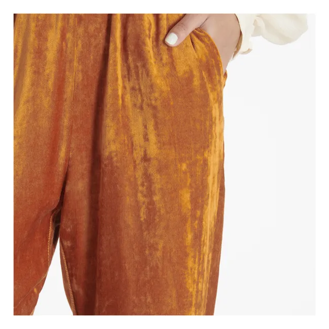 Pantaloni in velluto fluido | Arancione
