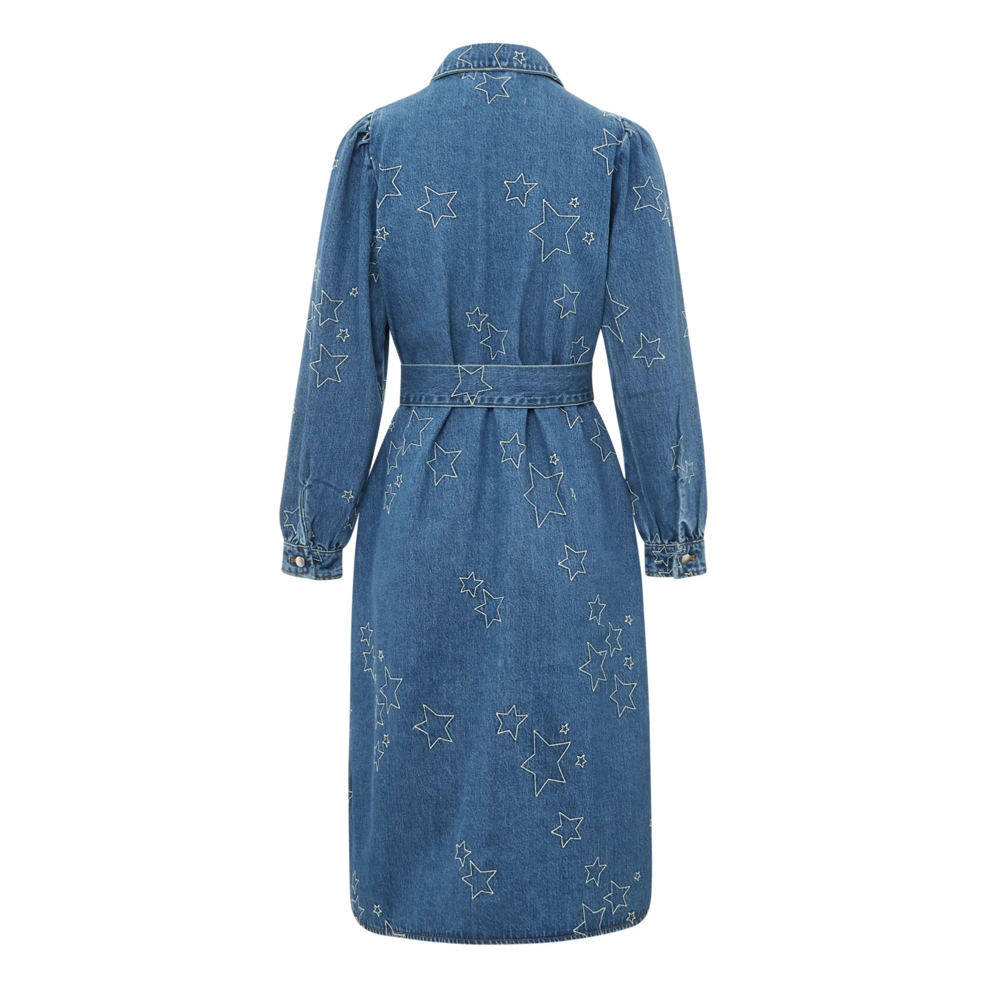 stella nova denim dress Stella Nova - Scallop Cotton Dress - Women - Dark Blue
