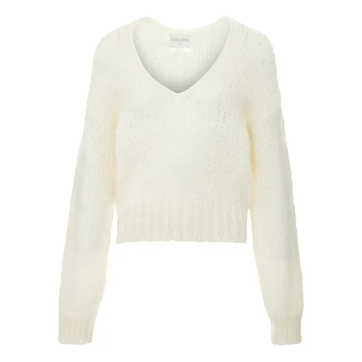 Pull Col V Mohair | Blanc- Image produit n°0