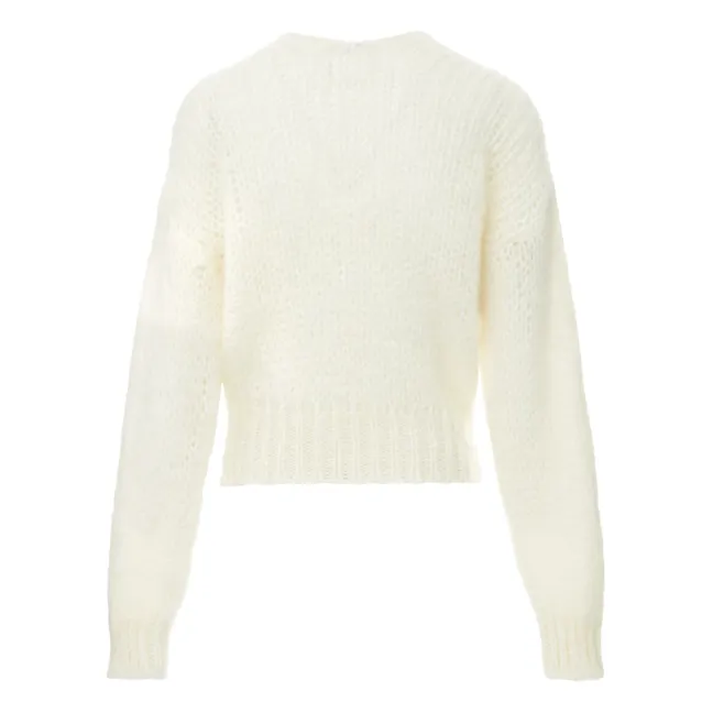 Pullover mit V-Ausschnitt Mohair | Weiß
