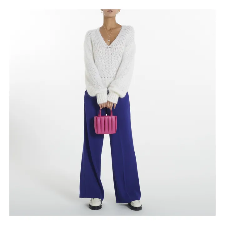 Pull Col V Mohair | Blanc- Image produit n°1