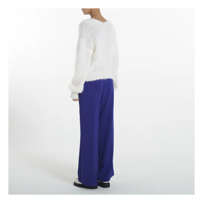 Pullover mit V-Ausschnitt Mohair | Weiß