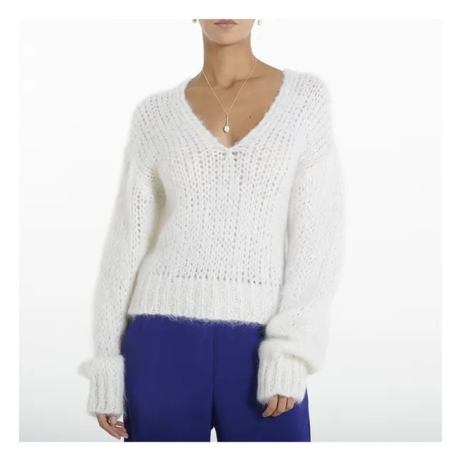 Pull Col V Mohair | Blanc