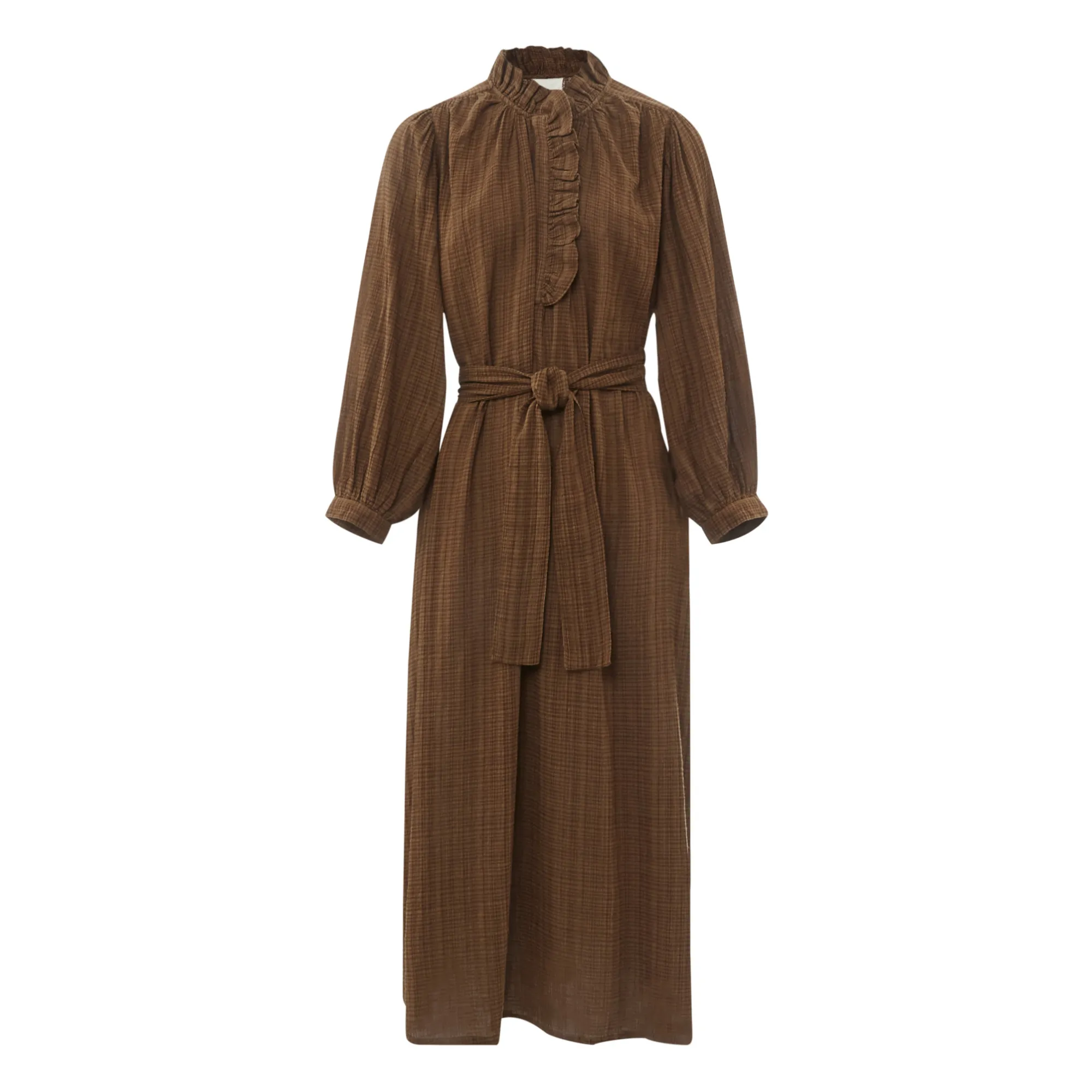Bellepiece Brown Adrien Waffle Cotton Dress