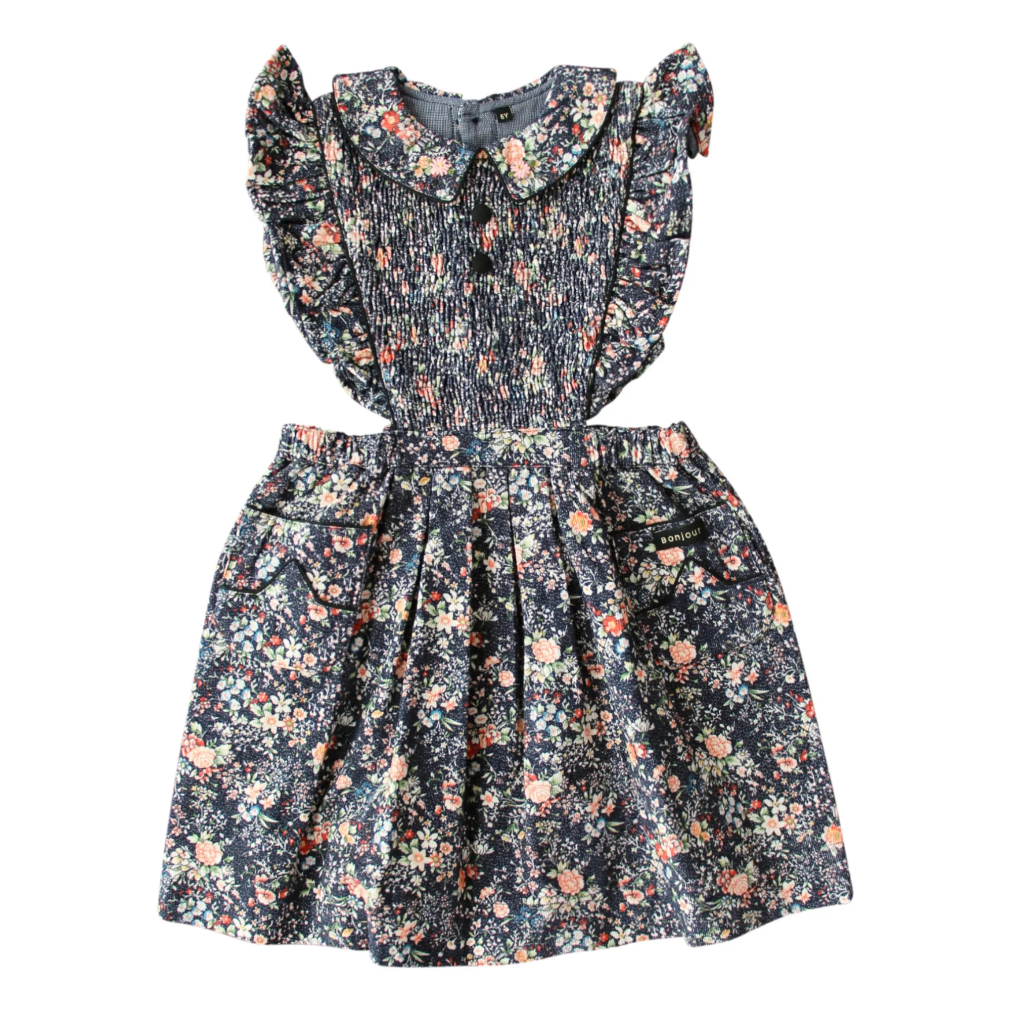 Bonjour Navy Blue Corduroy Apron Dress