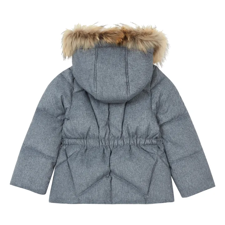 Faux Fur Hooded Puffer Jacket | Heather grey- Product image n°2