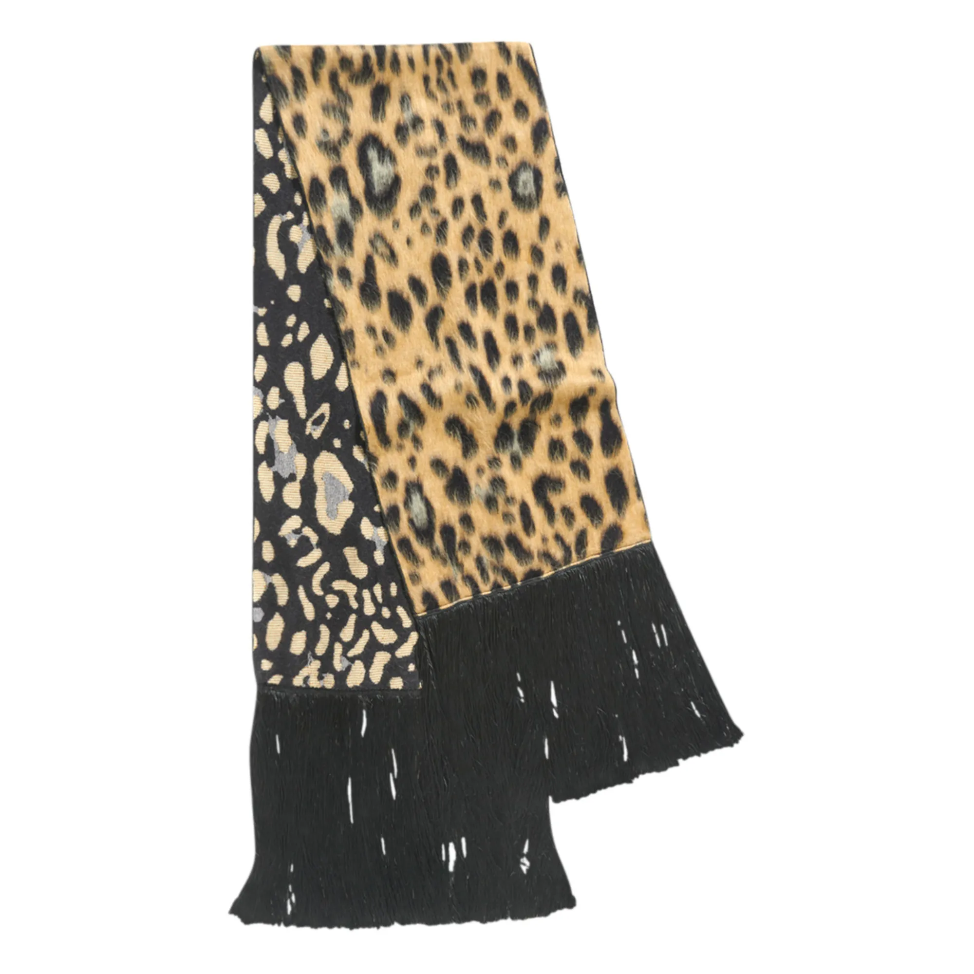 Forte Forte Leopard Animal Virgin Wool And Alpaca Jacquard Fringe Scarf