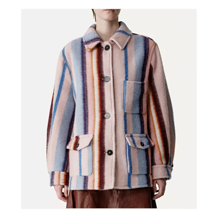 Cappotto Cabane in lana a righe | Palissandro- Immagine del prodotto n°3