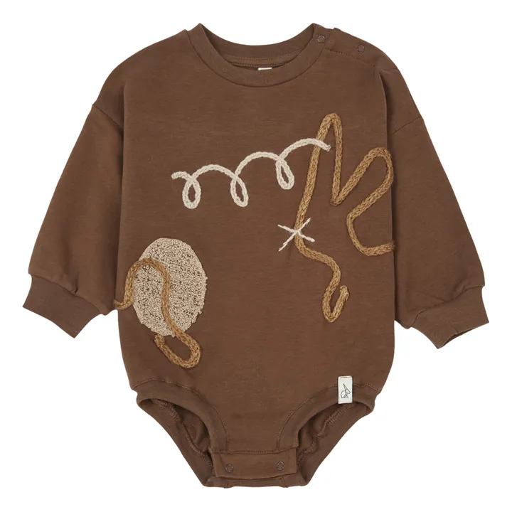 Cis Organic Cotton Embroidered Romper | Brown- Product image n°0