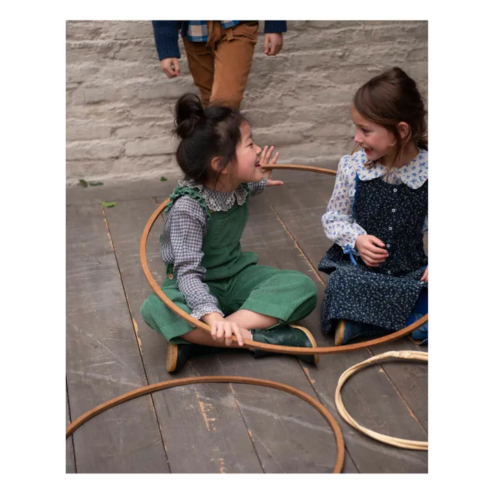 Robe Tablier Velours Côtelé Fleurie | Bleu marine- Image produit n°3