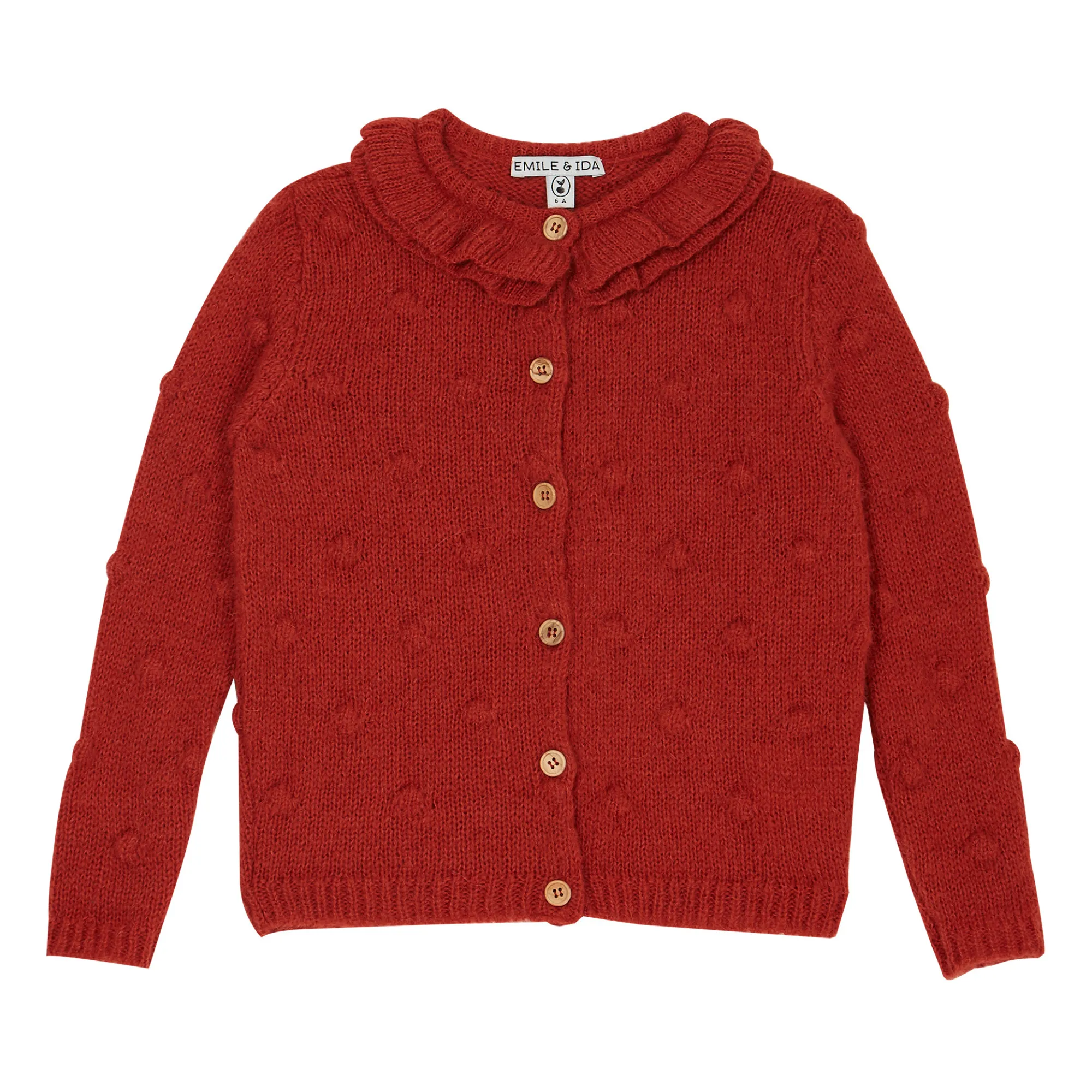 Emile Et Ida Red Frill Collar Cardigan