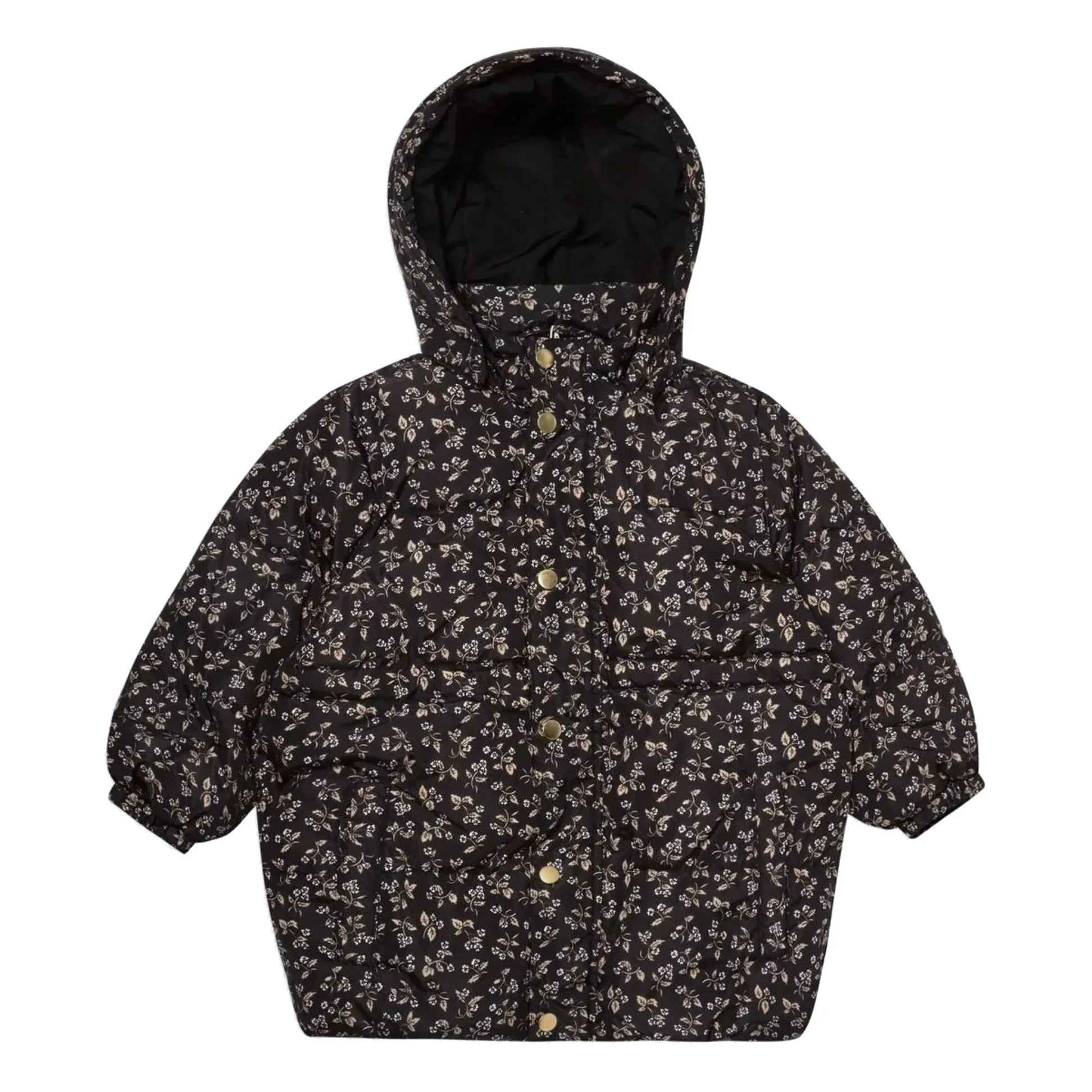 Rylee + Cru Black Flower Puffer Jacket