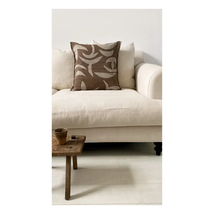 Carob Square Linen Cushion | Chocolate- Product image n°1