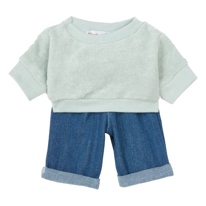 Baby Green Color Block Terry Cloth Sweatshirt main image 1