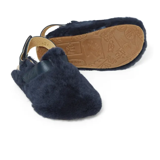 Clogs mit Pelzimitat | Navy