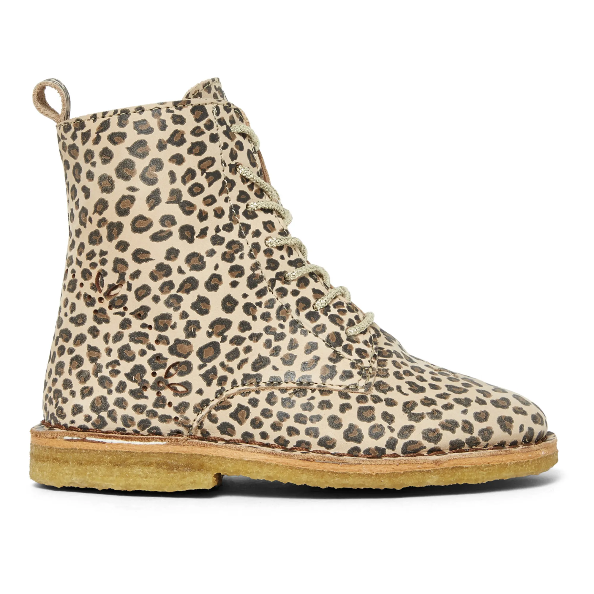 Emile Et Ida Camel Emi Leopard Print Leather Lace-Up Boots
