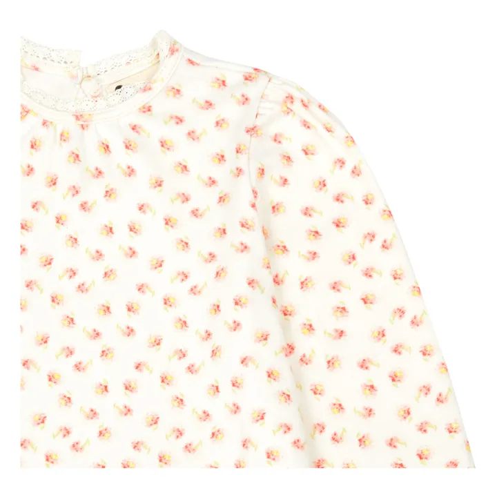 Camicia da notte a fiori Mila | Bianco- Immagine del prodotto n°1
