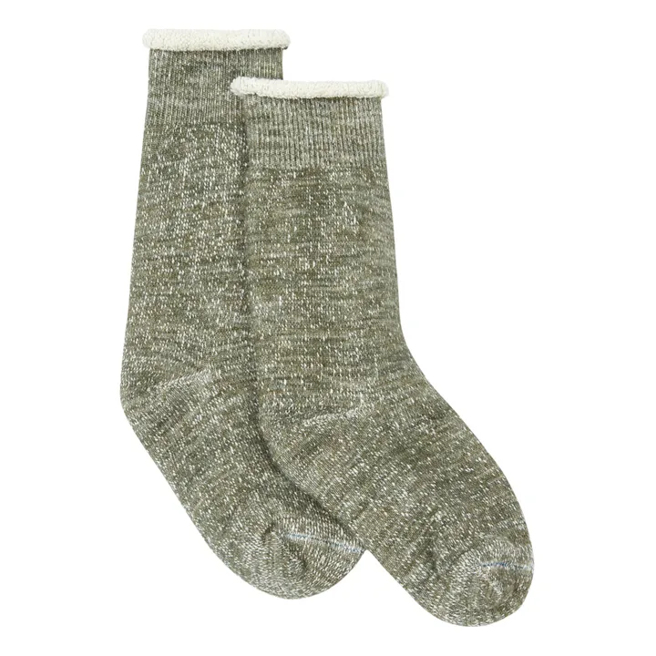 Gesprenkelte Socken aus Merino und Bio-Baumwolle | Khaki- Produktbild Nr. 0